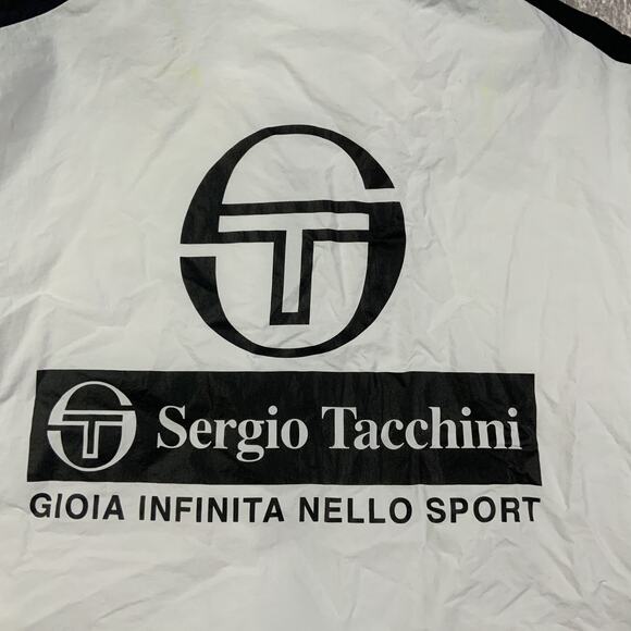 Sergio Tacchini Jacket Mens Medium White Tracksuit Windbreaker Full Zip Running - Picture 6 of 11